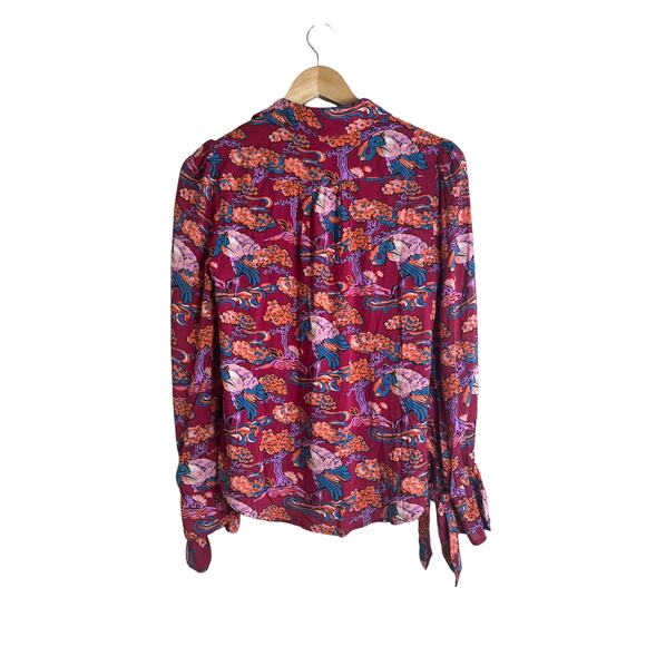 NEW Maeve Anthropologie Women's Darla Printed Button Down Blouse Size 0 - Picture 3 of 11